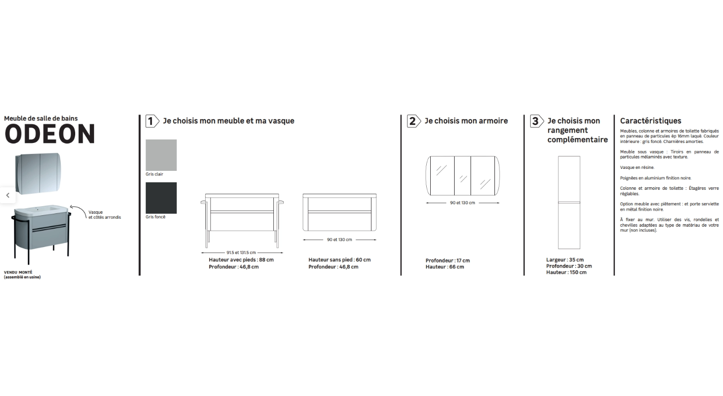 Szafka łazienkowa szer. 90 cm wys. 66 cm gł. 17 cm, szary Odeon - obrazek 2