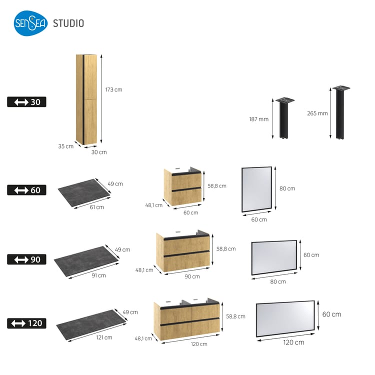 Szafka podumywalkowa 2 drzwi l.60 x W.58 x G.48,1 cm imitacja dębu szczotkowanego Studio - obrazek 2
