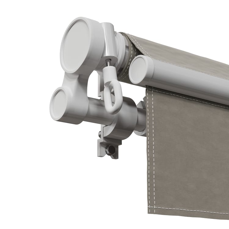 Ręczna markiza 2,95 x 2 m Calima biała, tkanina poliestrowa w kolorze szarobrązowym - obrazek 4