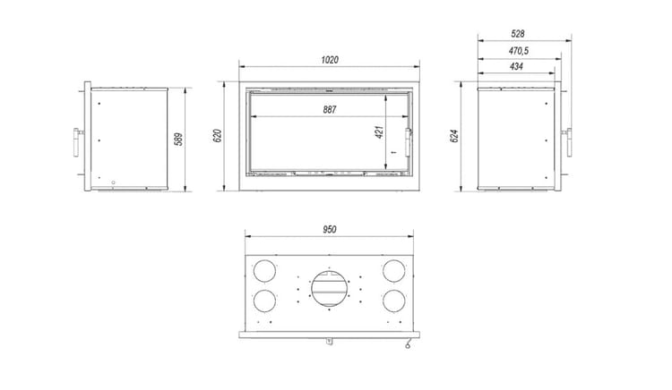 Wkład kominkowy ARKE 95 z możliwością podłączenia kanałów - obrazek 4