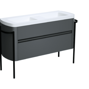 Prosta szafka z umywalką, 2 szuflady, dł.130 x wys.80 x gł.46 cm, ciemnoszary, Odeon