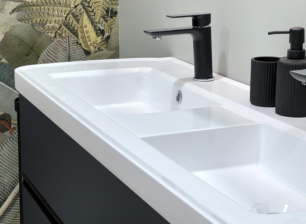 Prosta szafka z umywalką, 2 szuflady, dł.130 x wys.80 x gł.46 cm, ciemnoszary, Odeon - obrazek 6