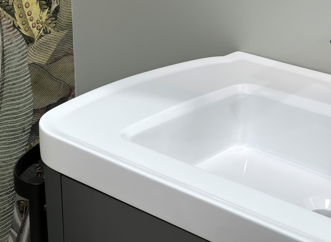 Prosta szafka z umywalką, 2 szuflady, dł.130 x wys.80 x gł.46 cm, ciemnoszary, Odeon - obrazek 4